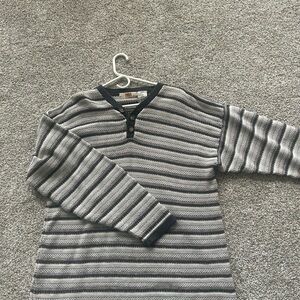 Route 66 Black and Gray Striped Henley